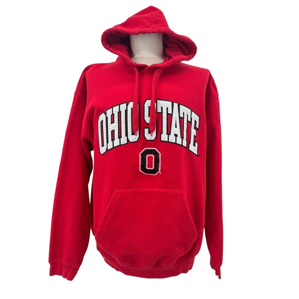 Ohio State Buckeyes Hoodie Mens L Red Heisman Reebok Pullover Sweatshirt NCAA